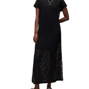 All Saints Black Lace Maxi Dress